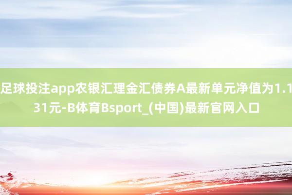 足球投注app农银汇理金汇债券A最新单元净值为1.131元-B体育Bsport_(中国)最新官网入口