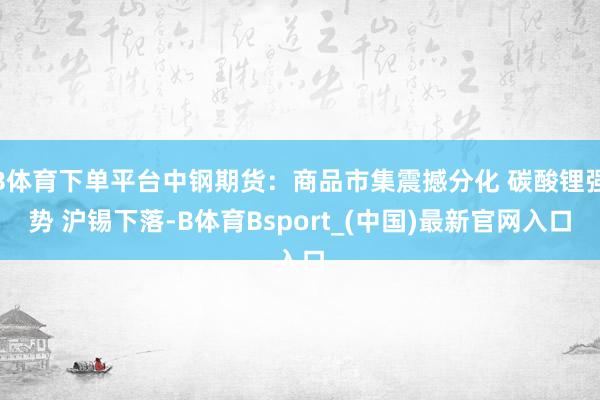 B体育下单平台中钢期货：商品市集震撼分化 碳酸锂强势 沪锡下落-B体育Bsport_(中国)最新官网入口