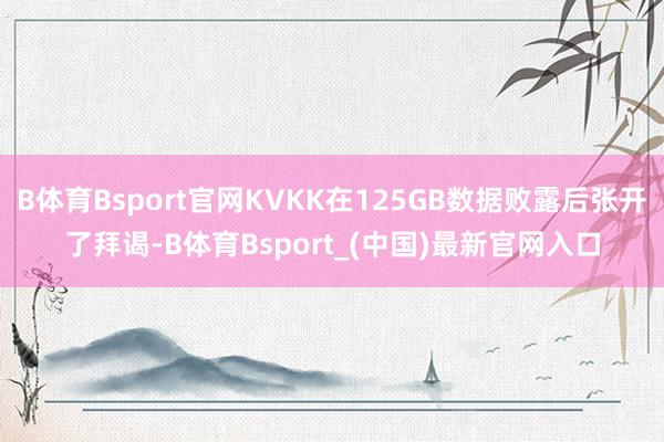 B体育Bsport官网KVKK在125GB数据败露后张开了拜谒-B体育Bsport_(中国)最新官网入口