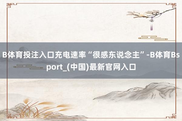 B体育投注入口充电速率“很感东说念主”-B体育Bsport_(中国)最新官网入口