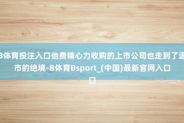 B体育投注入口他费精心力收购的上市公司也走到了退市的绝境-B体育Bsport_(中国)最新官网入口