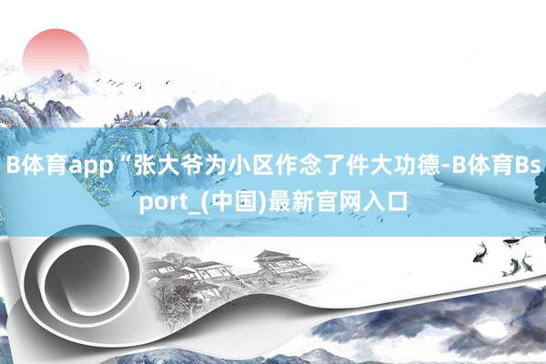 B体育app“张大爷为小区作念了件大功德-B体育Bsport_(中国)最新官网入口