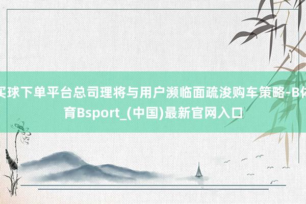买球下单平台总司理将与用户濒临面疏浚购车策略-B体育Bsport_(中国)最新官网入口