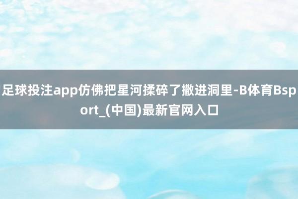 足球投注app仿佛把星河揉碎了撒进洞里-B体育Bsport_(中国)最新官网入口