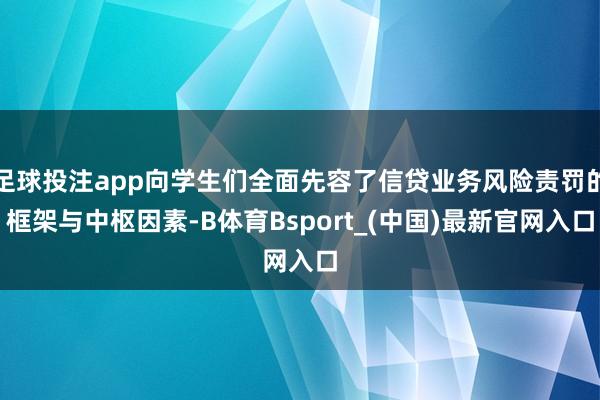 足球投注app向学生们全面先容了信贷业务风险责罚的框架与中枢因素-B体育Bsport_(中国)最新官网入口