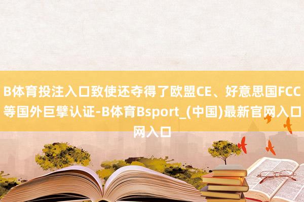 B体育投注入口致使还夺得了欧盟CE、好意思国FCC等国外巨擘认证-B体育Bsport_(中国)最新官网入口