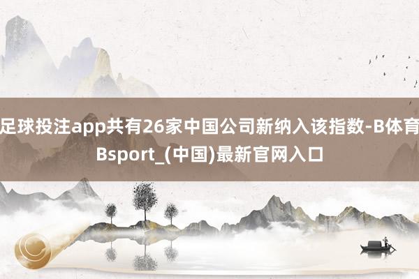 足球投注app共有26家中国公司新纳入该指数-B体育Bsport_(中国)最新官网入口