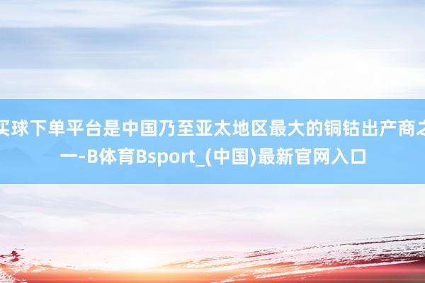 买球下单平台是中国乃至亚太地区最大的铜钴出产商之一-B体育Bsport_(中国)最新官网入口