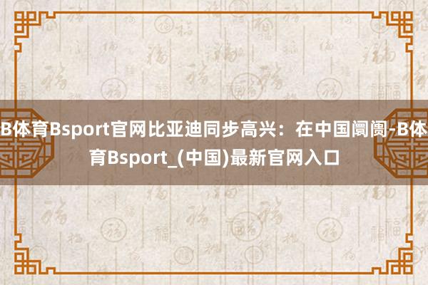 B体育Bsport官网比亚迪同步高兴：在中国阛阓-B体育Bsport_(中国)最新官网入口