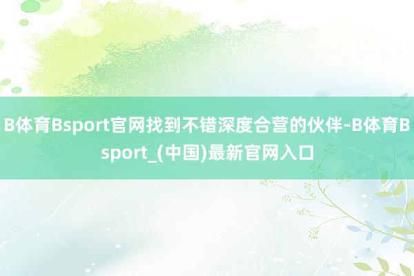B体育Bsport官网找到不错深度合营的伙伴-B体育Bsport_(中国)最新官网入口