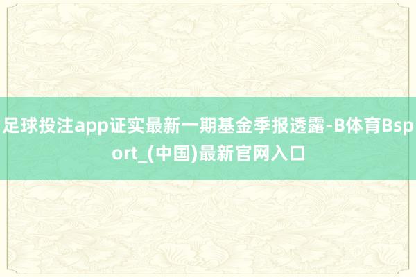 足球投注app证实最新一期基金季报透露-B体育Bsport_(中国)最新官网入口