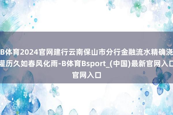 B体育2024官网建行云南保山市分行金融流水精确浇灌历久如春风化雨-B体育Bsport_(中国)最新官网入口