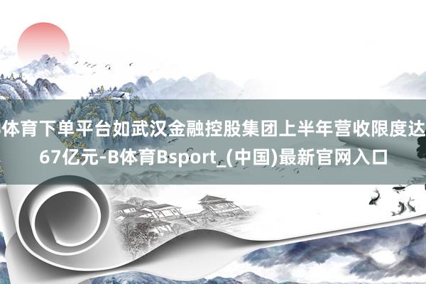 B体育下单平台如武汉金融控股集团上半年营收限度达667亿元-B体育Bsport_(中国)最新官网入口