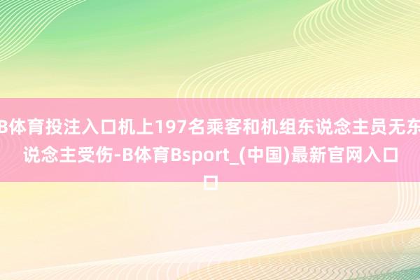 B体育投注入口机上197名乘客和机组东说念主员无东说念主受伤-B体育Bsport_(中国)最新官网入口