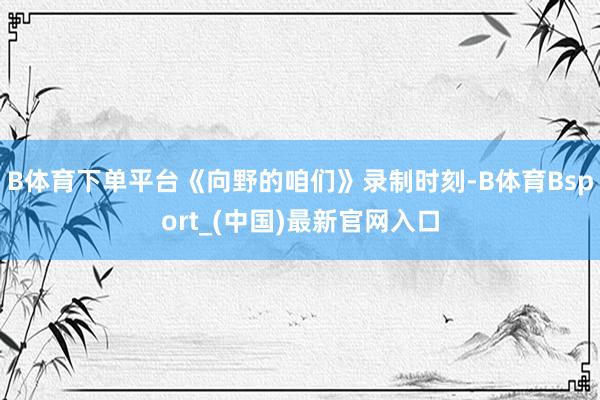 B体育下单平台《向野的咱们》录制时刻-B体育Bsport_(中国)最新官网入口