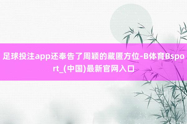 足球投注app还奉告了周颖的藏匿方位-B体育Bsport_(中国)最新官网入口